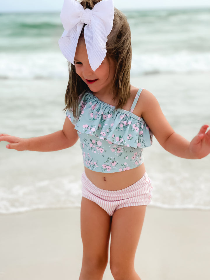 Swim Swanky - White Ribbed Crinkled