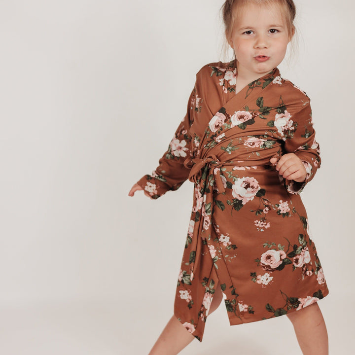 Caramel Floral Children’s Robe