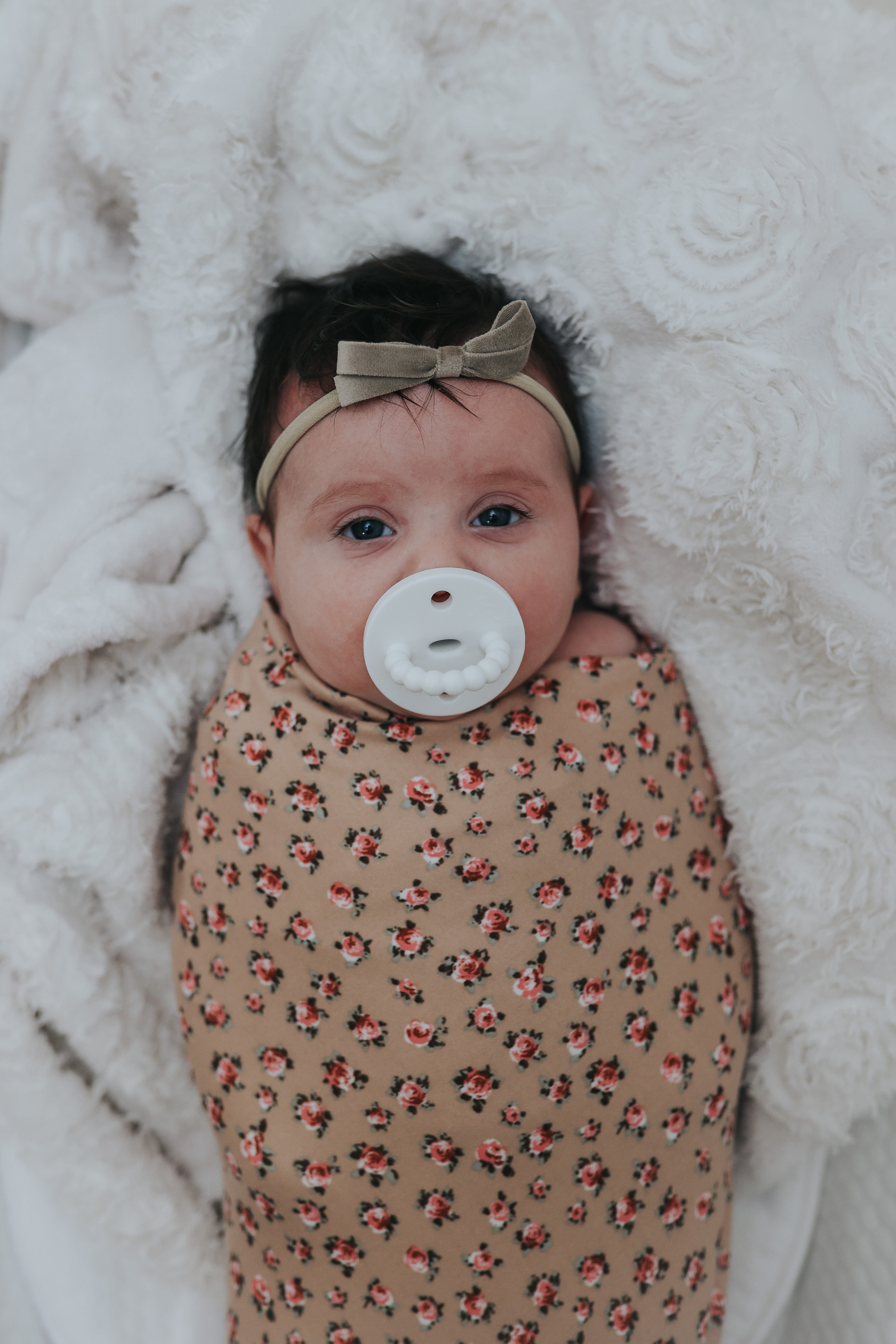 Tan Floral Swaddle Blanket Set
