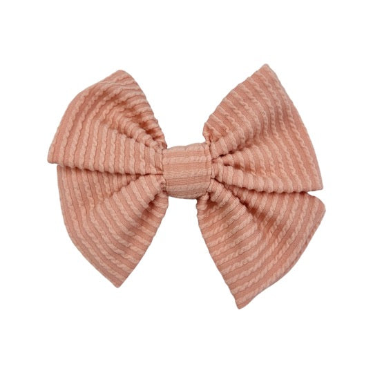 Ribbed Fancy Butterfly Bow - Peach