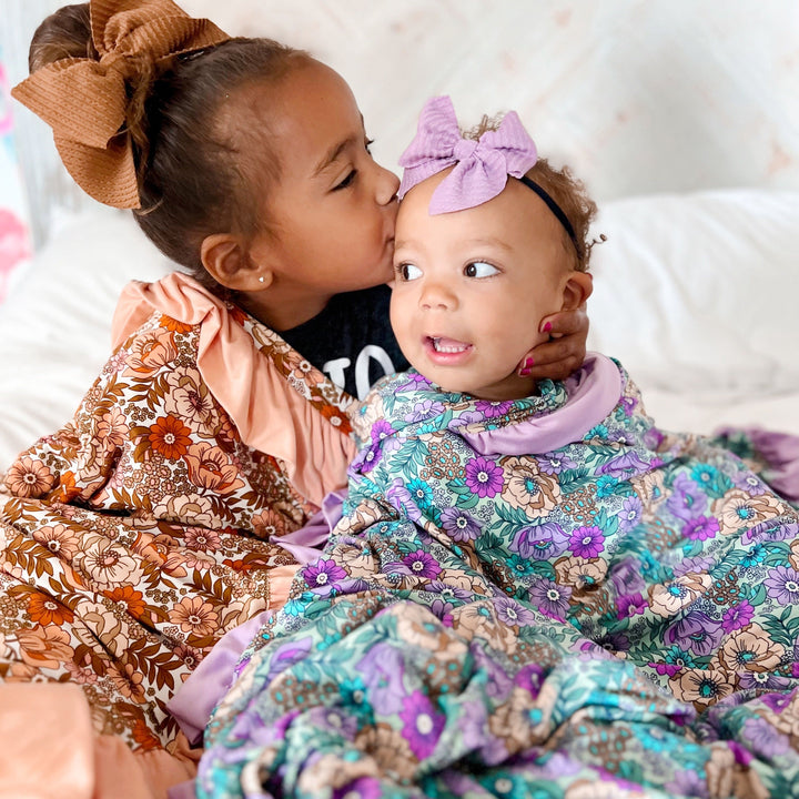 Purple Floral Throw Blanket