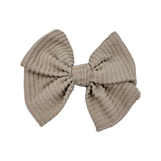 Ribbed Fancy Butterfly Bow - Tan