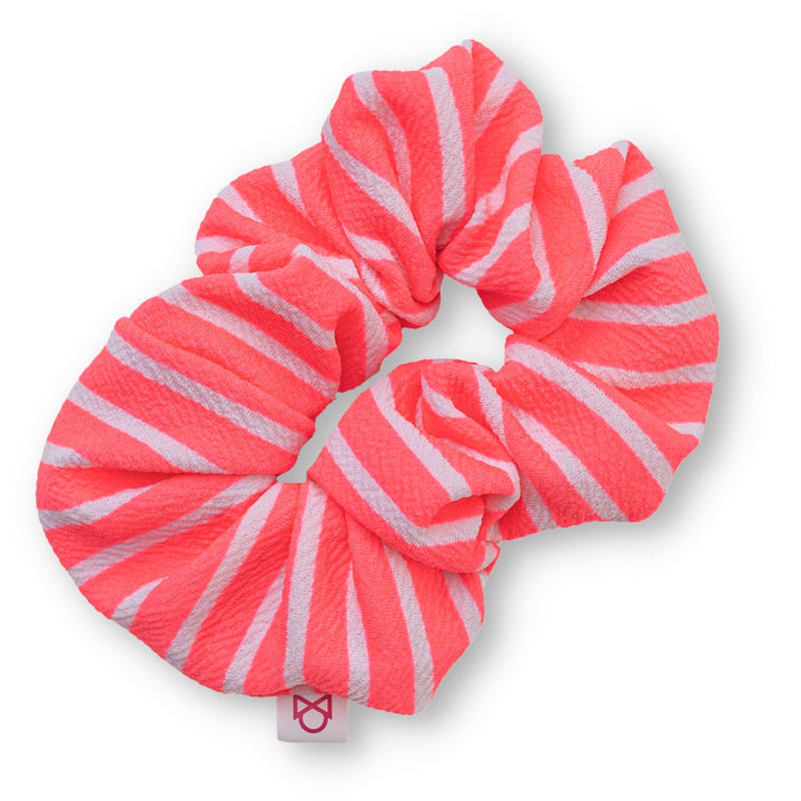 Neon Pink Stripes Scrunchie