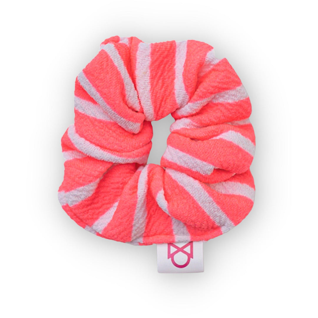 Neon Pink Stripes Scrunchie