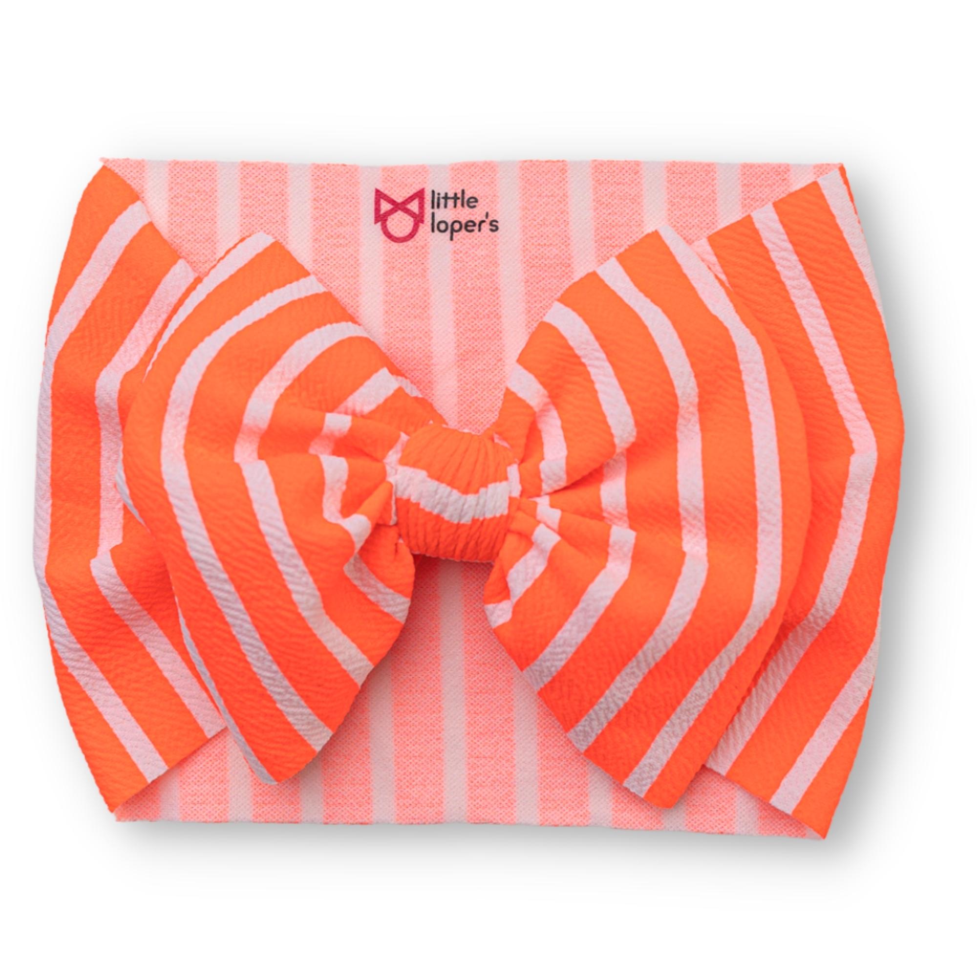 Neon Orange Stripes Headwrap