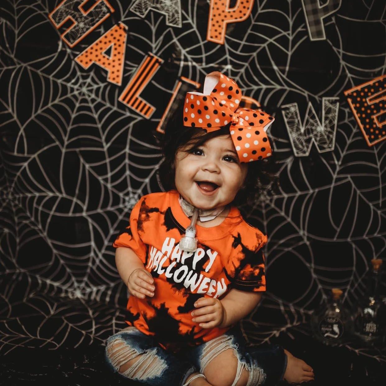 HALLOWEEN CLIP RIBBON BOWS 6 INCH