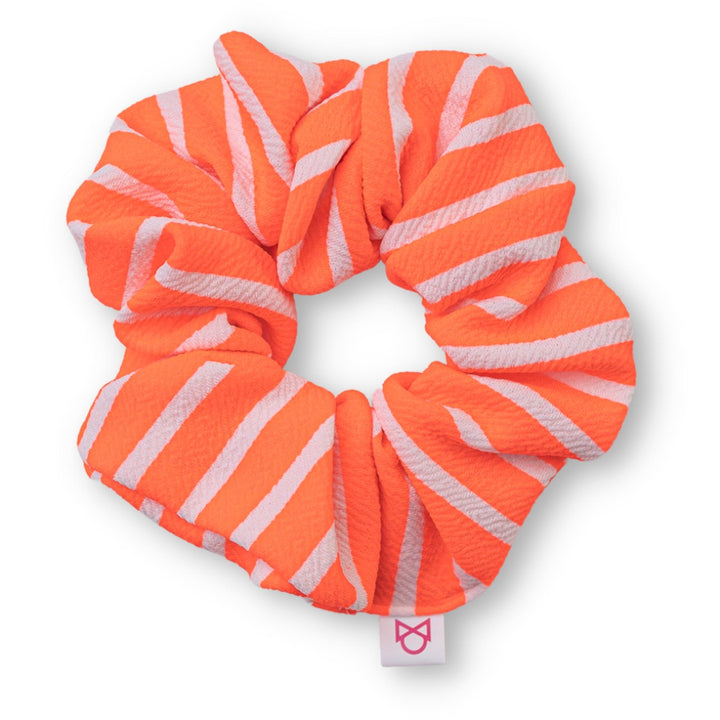 Neon Orange Stripes Scrunchie