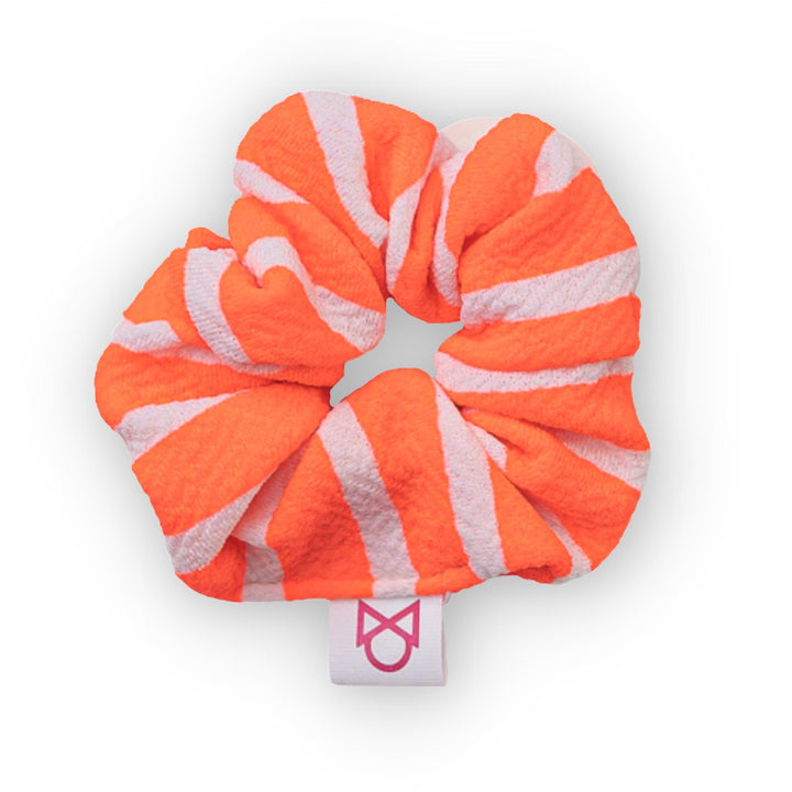 Neon Orange Stripes Scrunchie