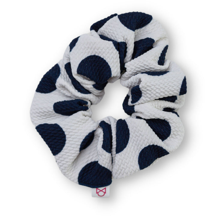 Og Off White Navy Polka Dots Scrunchie