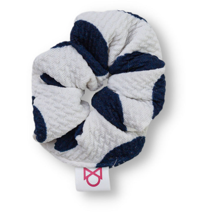 Og Off White Navy Polka Dots Scrunchie