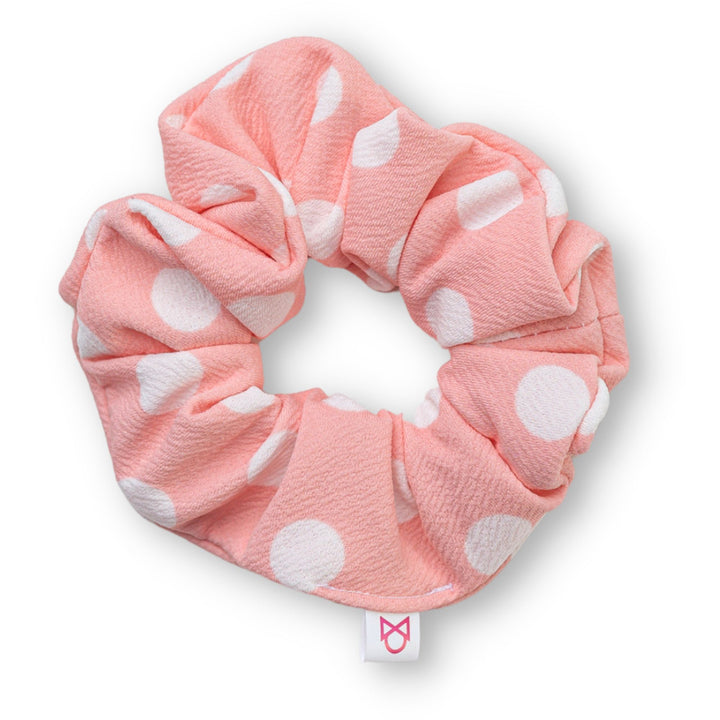 Off White Polka Dots On Blush Scrunchie