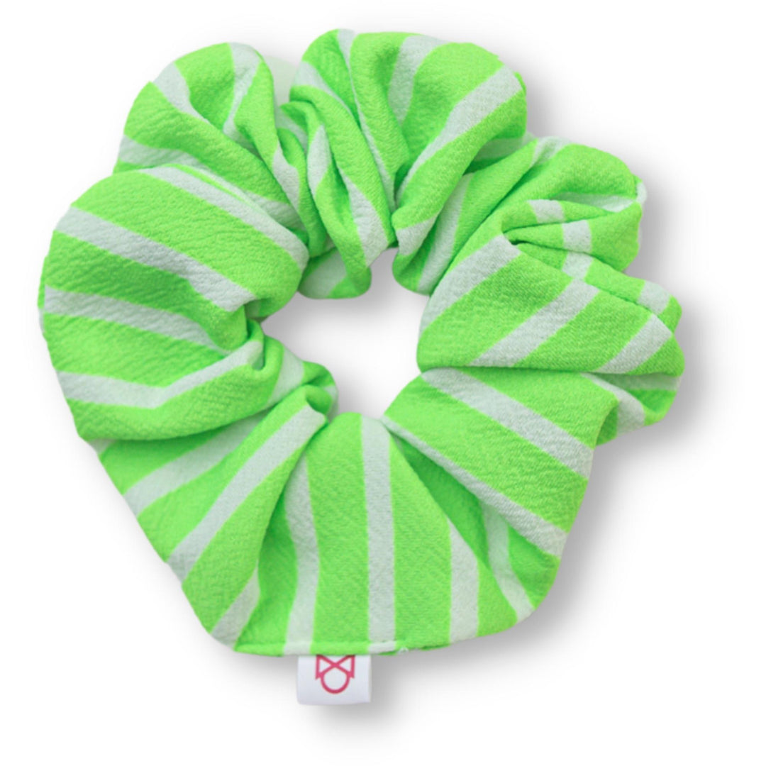 Neon Lime Stripes Scrunchie