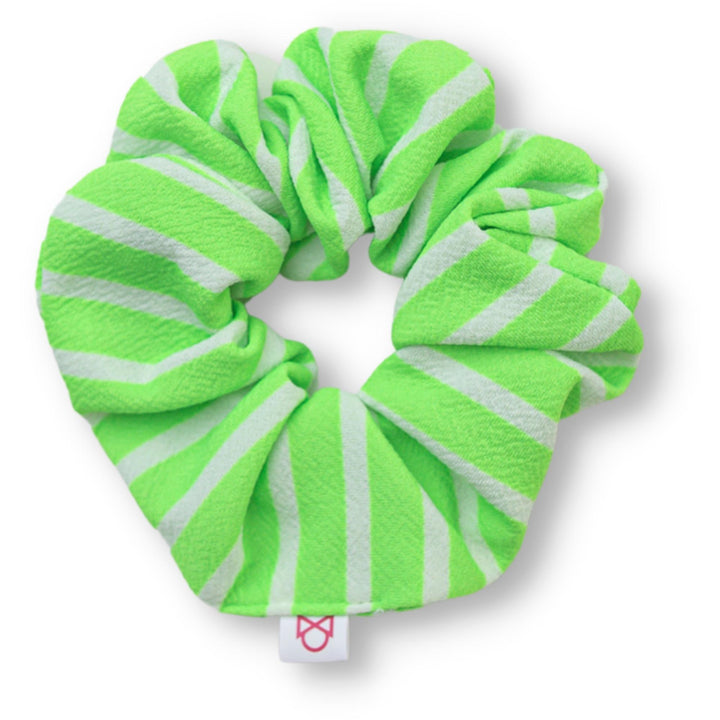Neon Lime Stripes Scrunchie