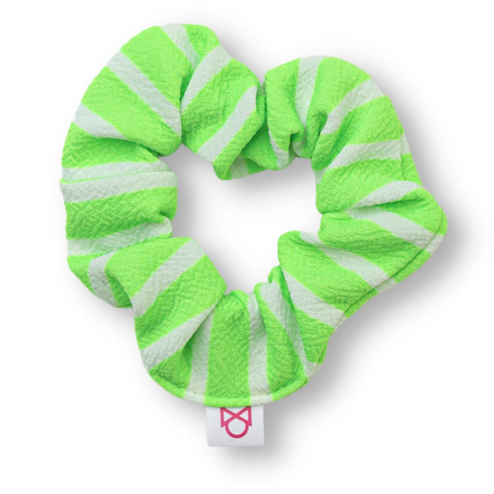 Neon Lime Stripes Scrunchie
