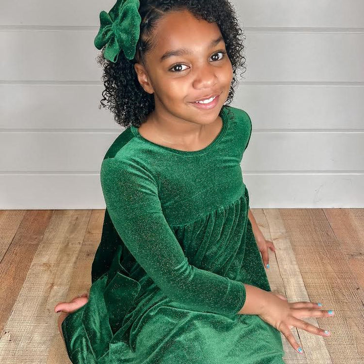 Sparkling Green Velvet Bucket Dress