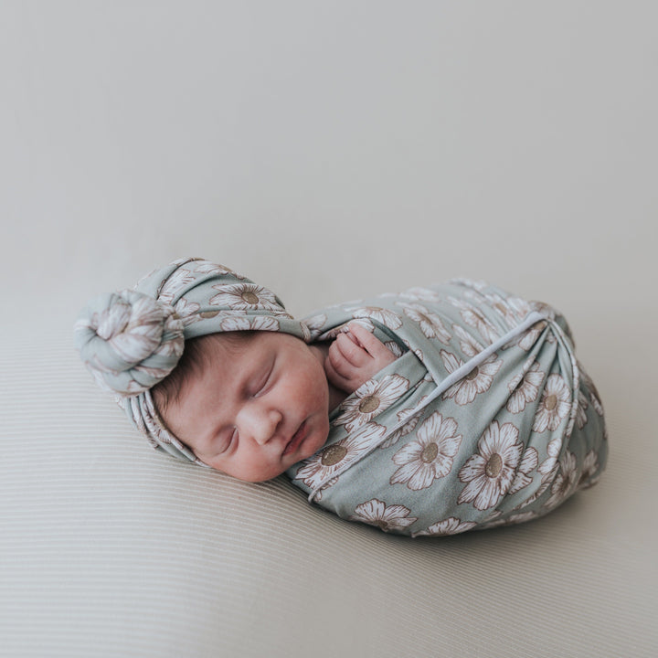 Sage Floral Swaddle Blanket Set