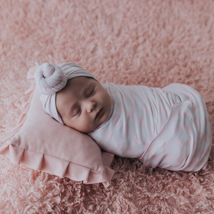 Pink Checkered Swaddle Blanket Set