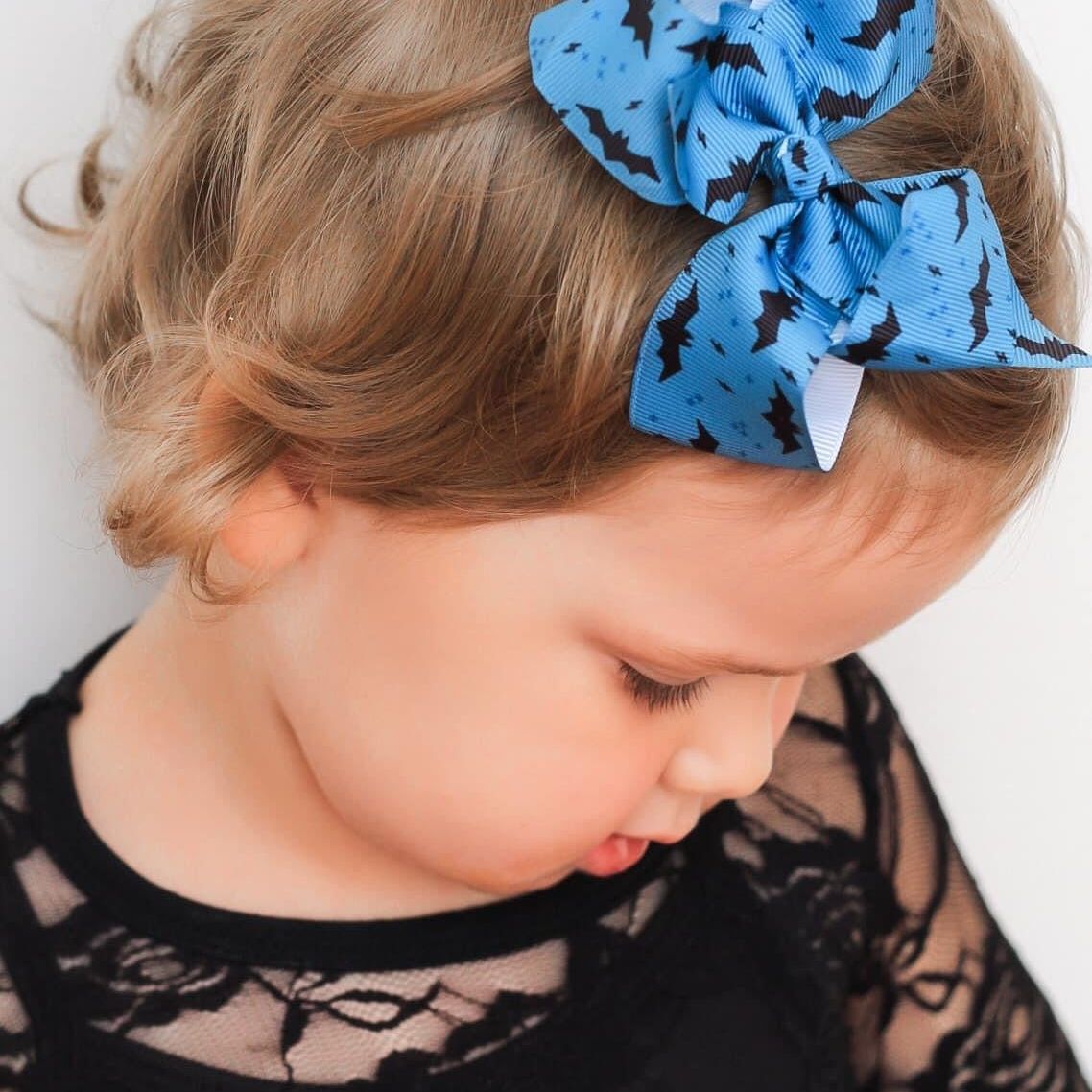 HALLOWEEN CLIP RIBBON BOWS 4 INCH