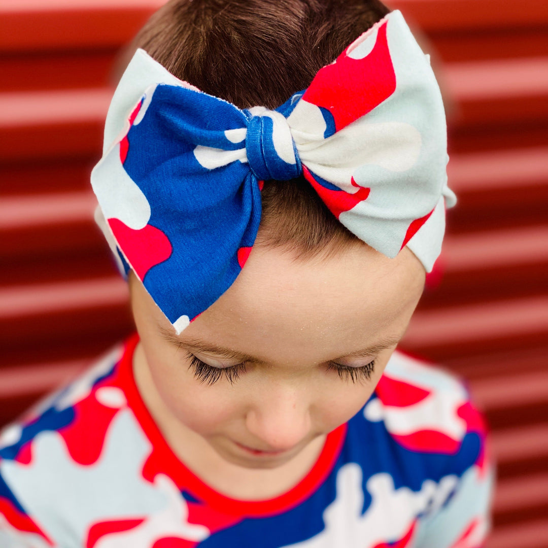 FLAG RED MILITARY PRINT  LUXE BOW