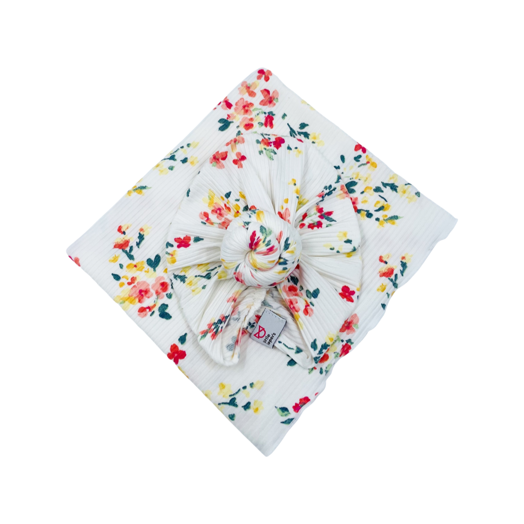 Coral Floral Swaddle Blanket Set