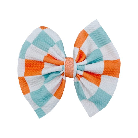 Checkers Mint & Orange Bow