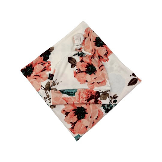 Ivory Floral Swaddle Blanket Set