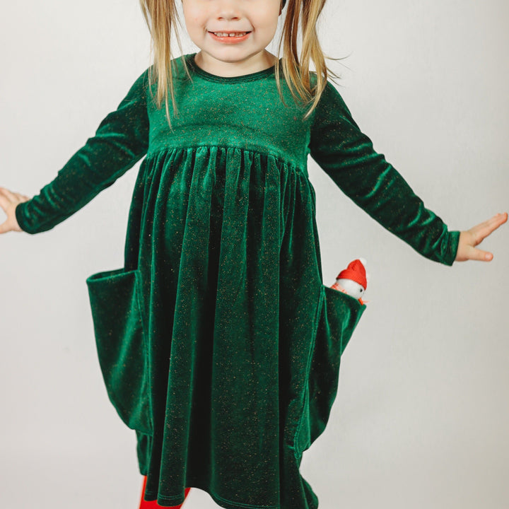 Sparkling Green Velvet Bucket Dress