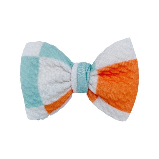 Checkers Mint & Orange Bow