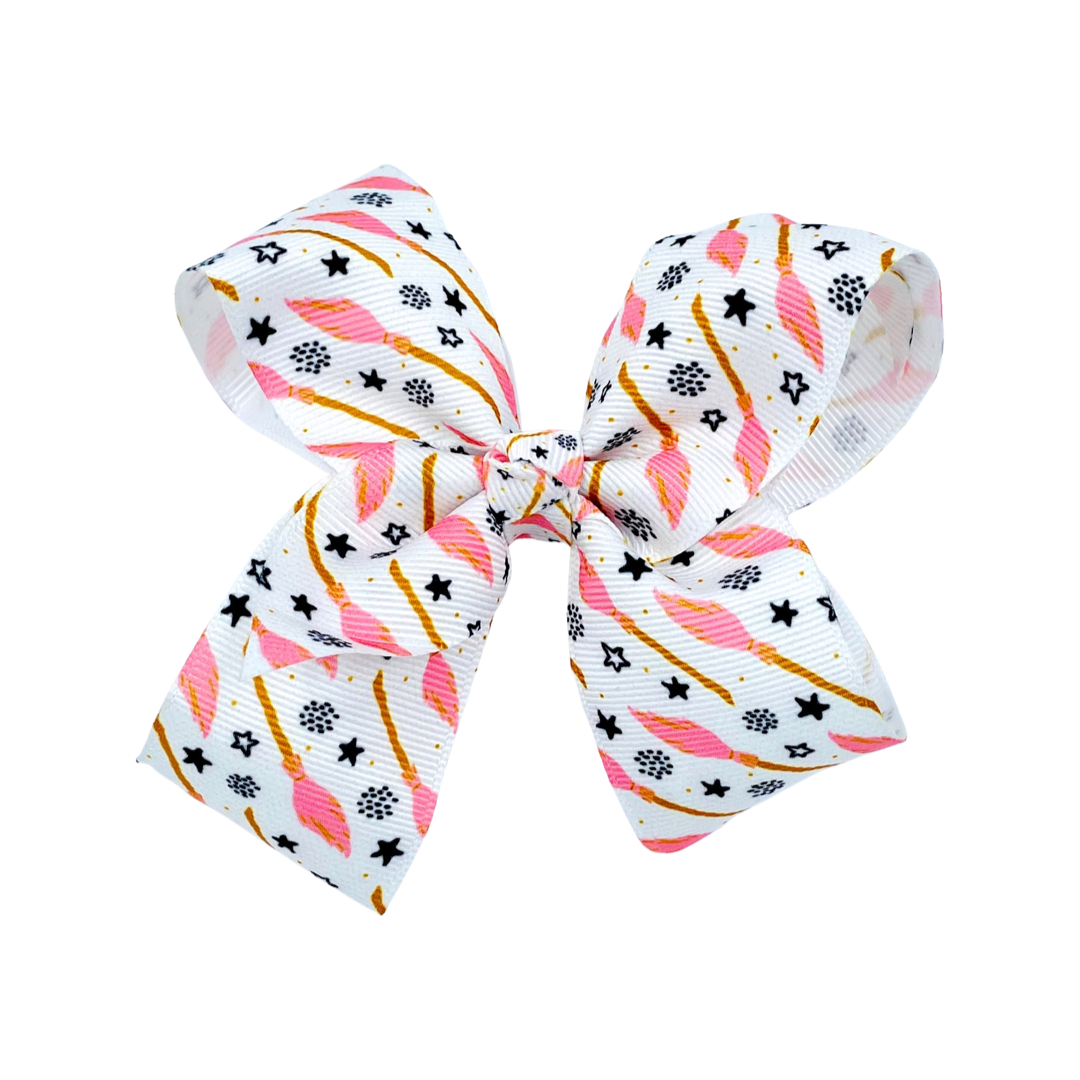 BLACK NYLON HALLOWEEN RIBBON BOWS 4 INCH