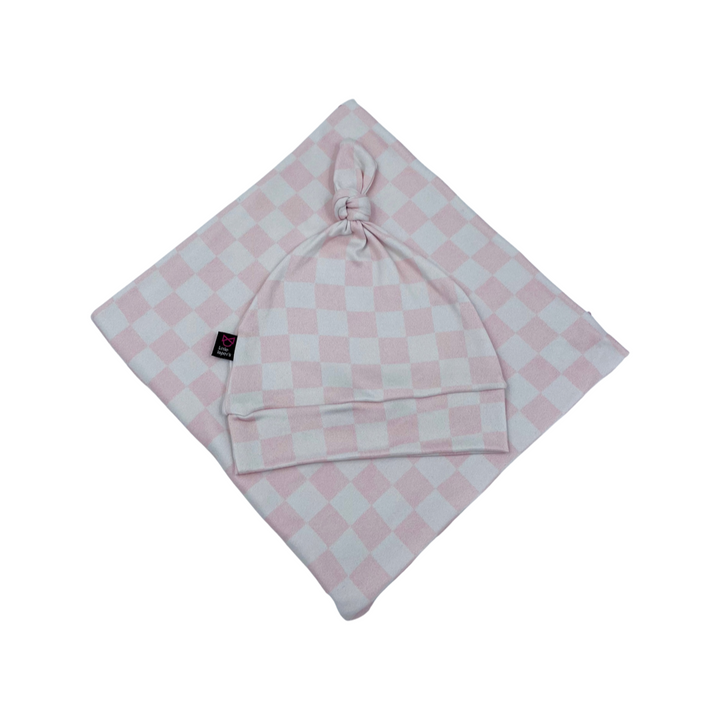 Pink Checkered Swaddle Blanket Set