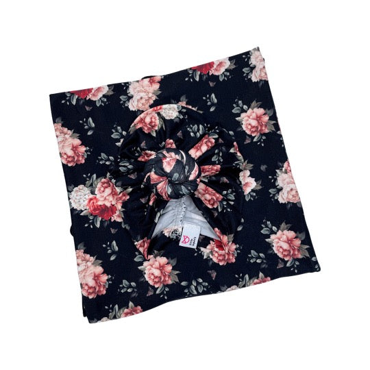 Black Floral Swaddle Blanket Set