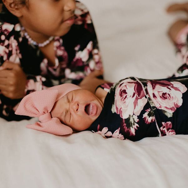 Black Mauve Floral Swaddle