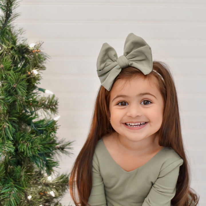 Fancy Butterfly Bow - Organic Knit Olive Green