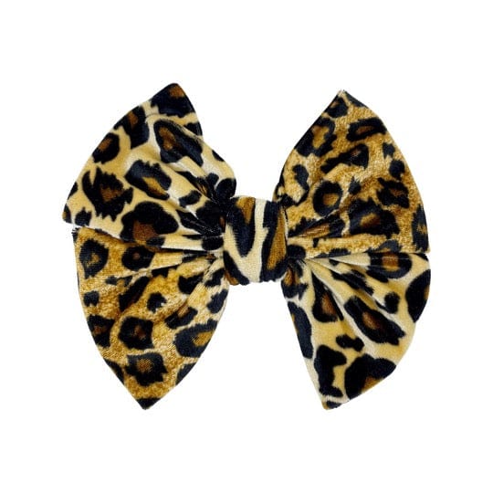 Velvet Fancy Butterfly Bow - Leopard