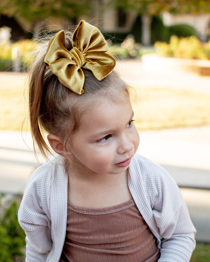 Velvet Fancy Butterfly Bow - Honey