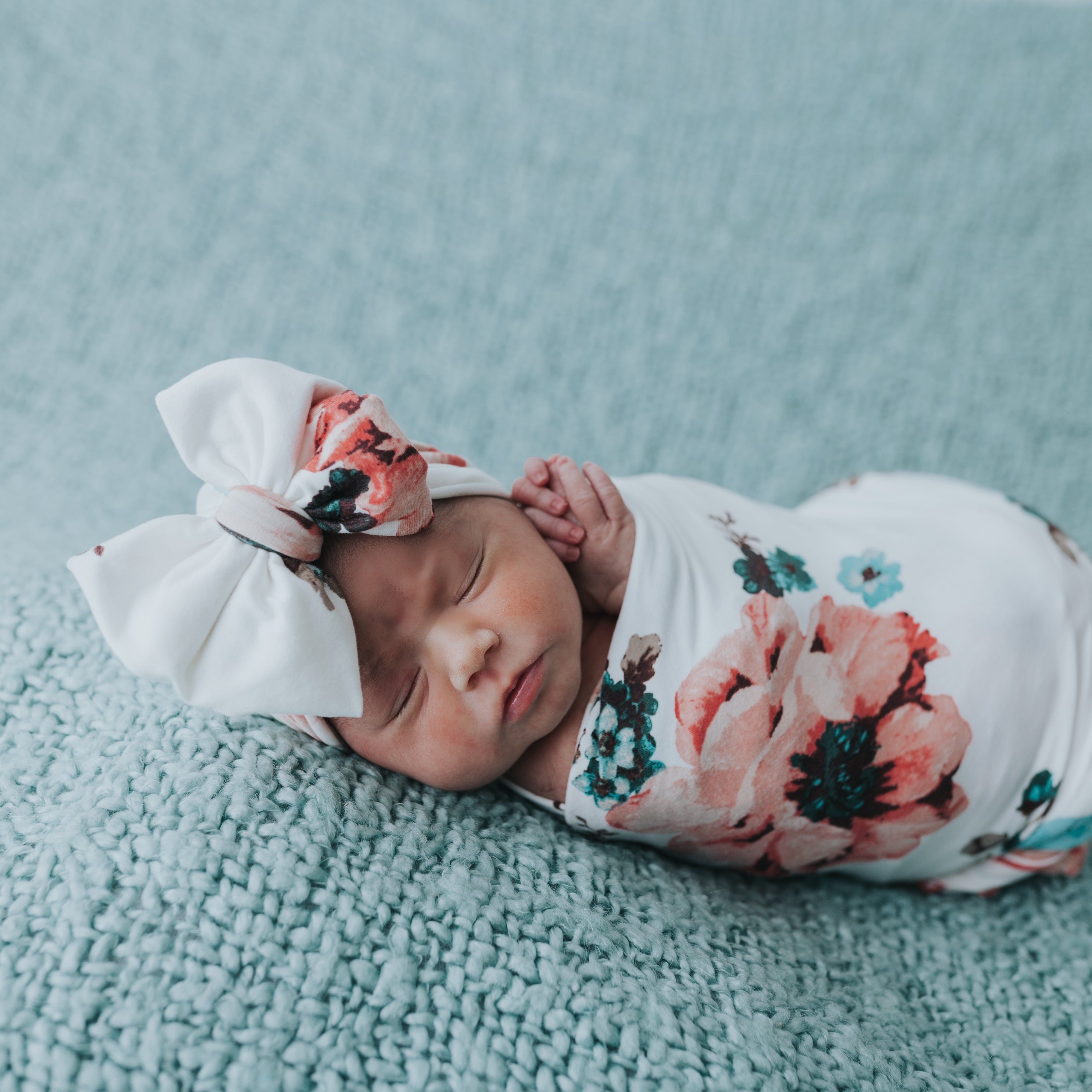 Ivory Floral Swaddle Blanket Set