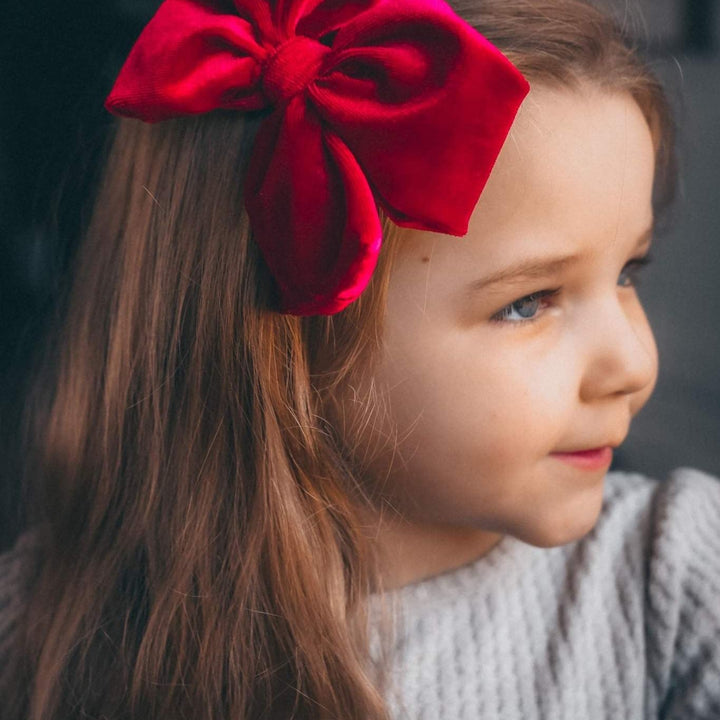 Velvet Fancy Butterfly Bow - Burgundy