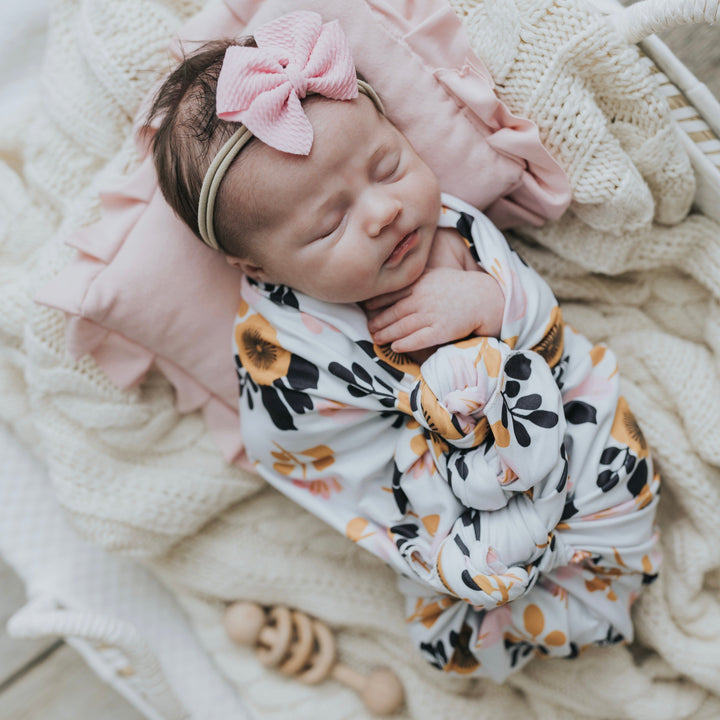70s Floral Swaddle Blanket Set