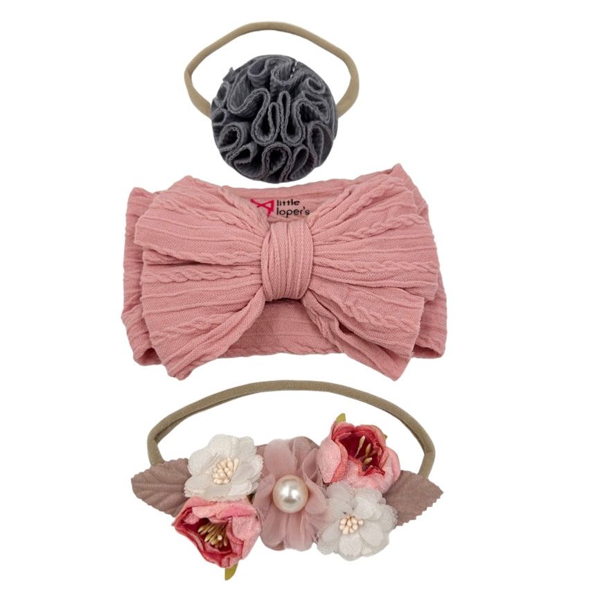 Butterfly Cable Knit Newborn Deluxe Bow Set