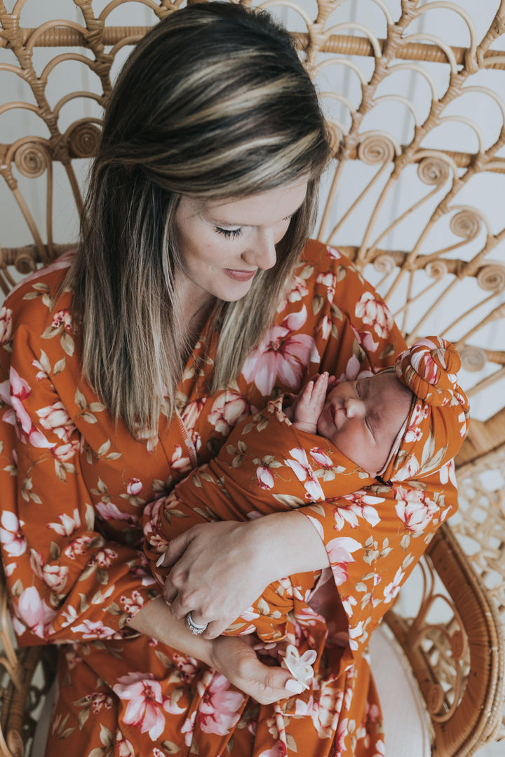 Tangerine Floral Women Robe