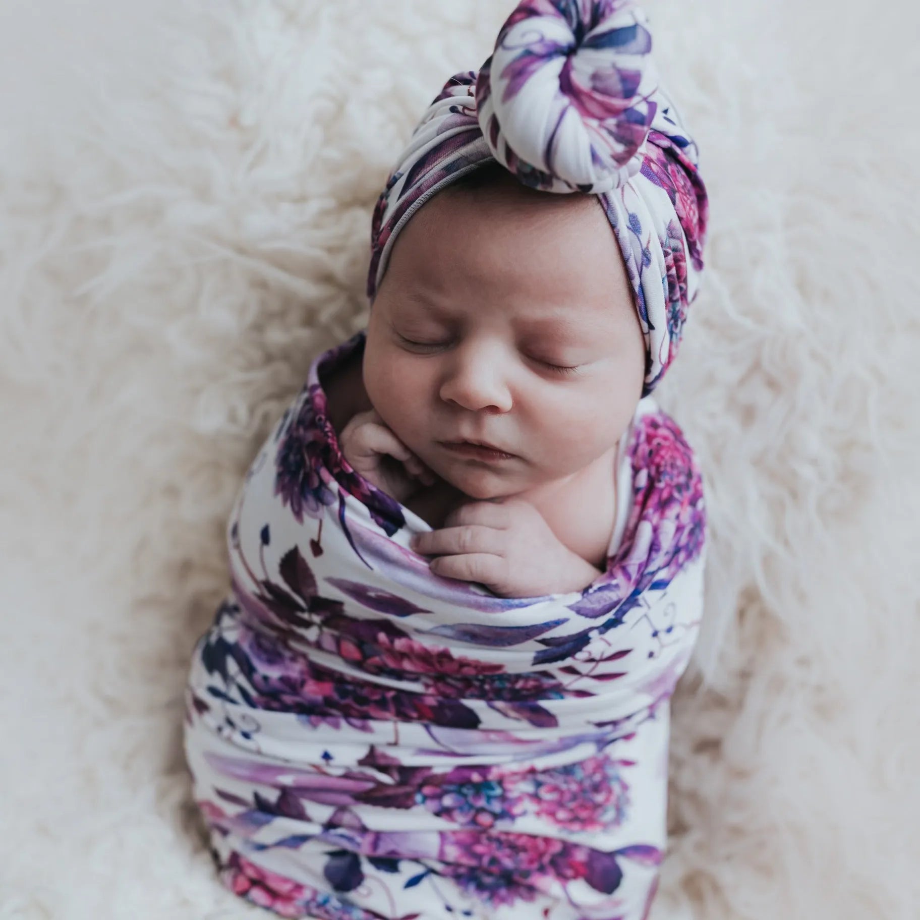 Purple Blooms Swaddle Blanket Set