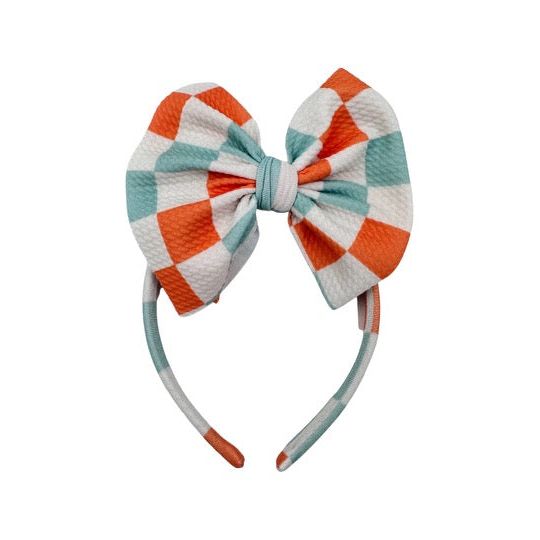 Checkers Mint & Orange Bow