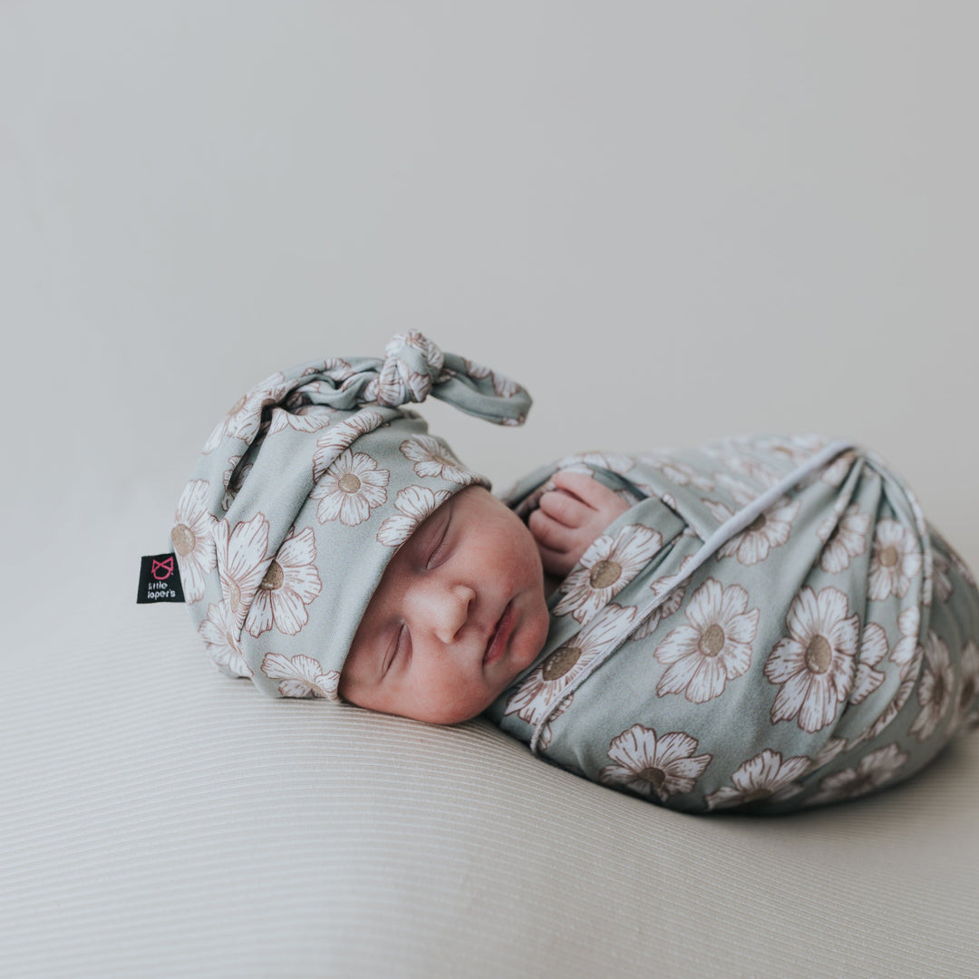 Sage Floral Swaddle Blanket Set