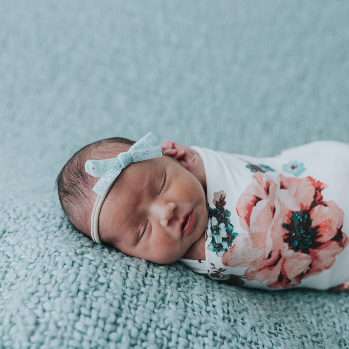 Ivory Floral Swaddle Blanket Set