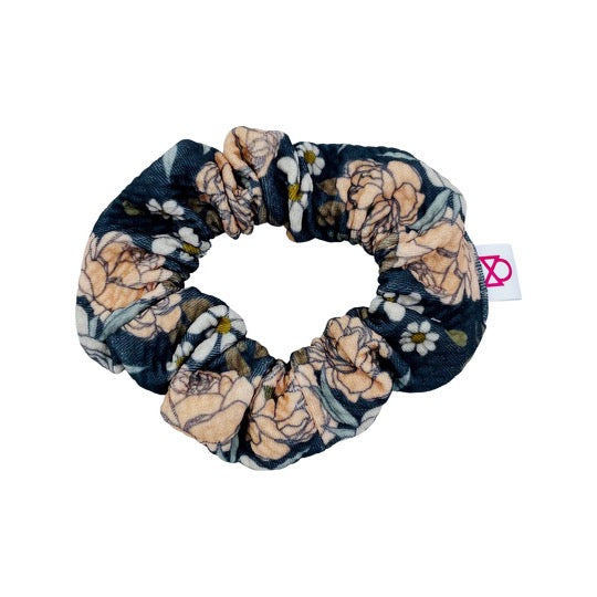Charcoal Fairy Blooms Scrunchie
