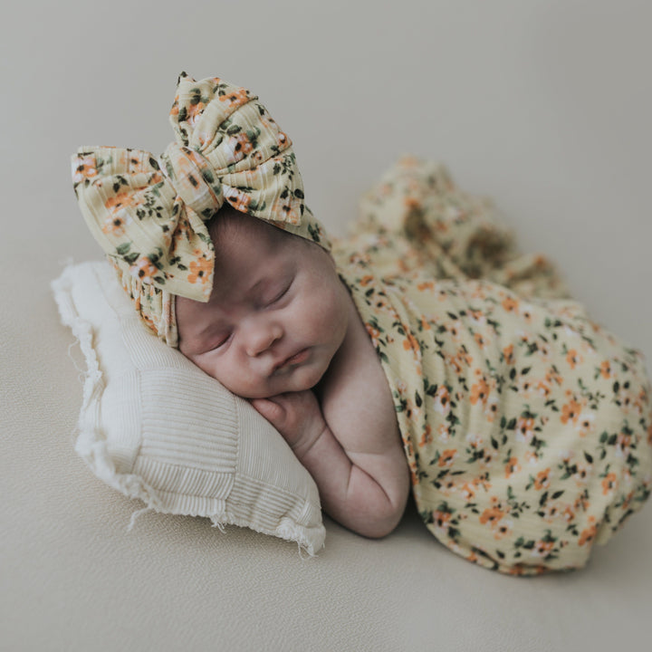 Yellow Floral Swaddle Blanket Set