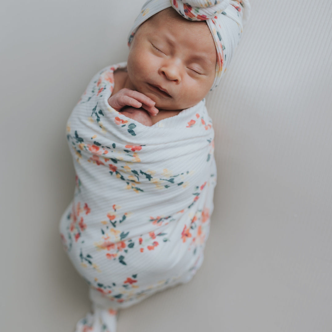 Coral Floral Swaddle Blanket Set