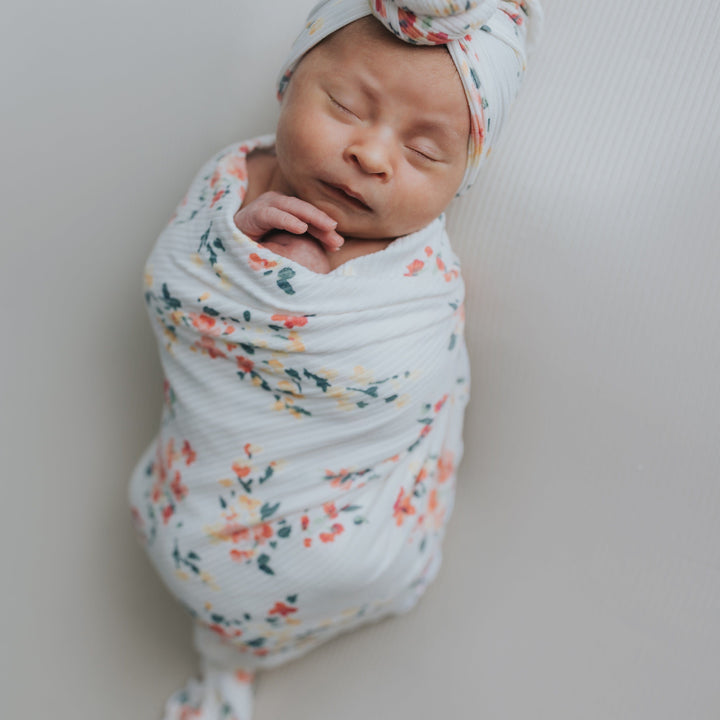 Coral Floral Swaddle Blanket Set