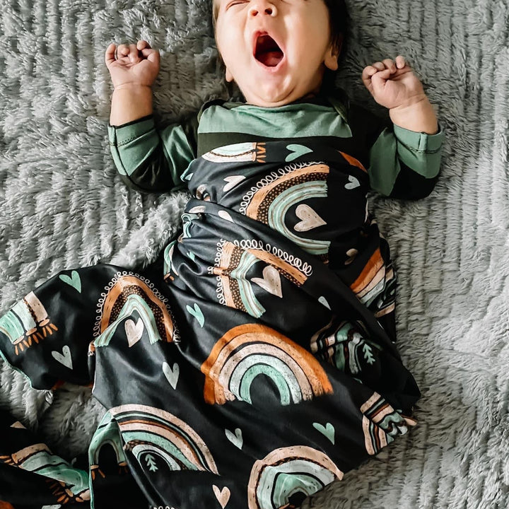 Grey Rainbow Swaddle Blanket Set