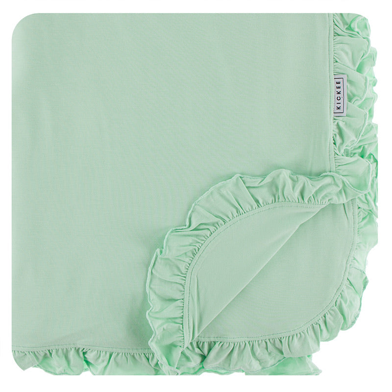 Solid Ruffle Double Layer Throw Blanket
